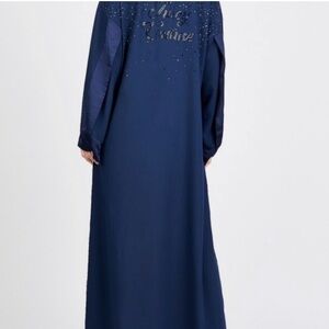 Navy Blue Embellished Modest Long Dress by Juicy Couture